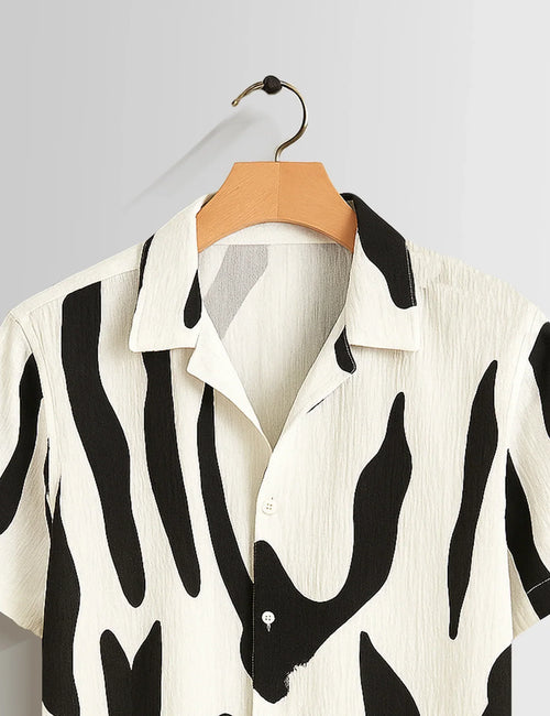Black Scratch Printed Mens Half Sleeves Shirts - XPST