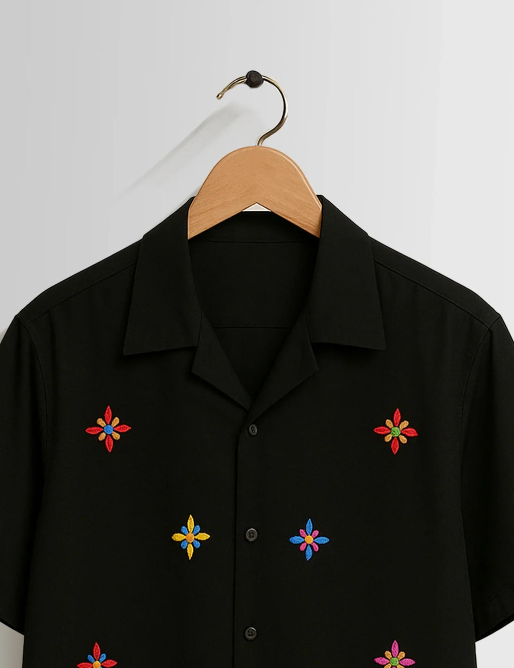 Black Stars Printed Mens Half Sleeves Shirts - XPST