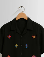 Black Stars Printed Mens Half Sleeves Shirts - XPST