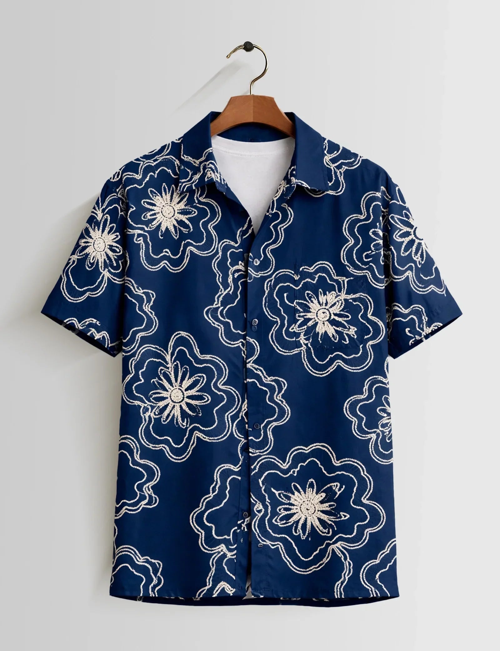 Blue Outline Mens Half Sleeves Shirts - XPST