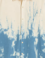 Blue White Shady Pattern Printed Mens Half Sleeves Shirts - XPST
