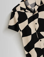 Chess Pattern Printed Mens Half Sleeves Shirts - XPST