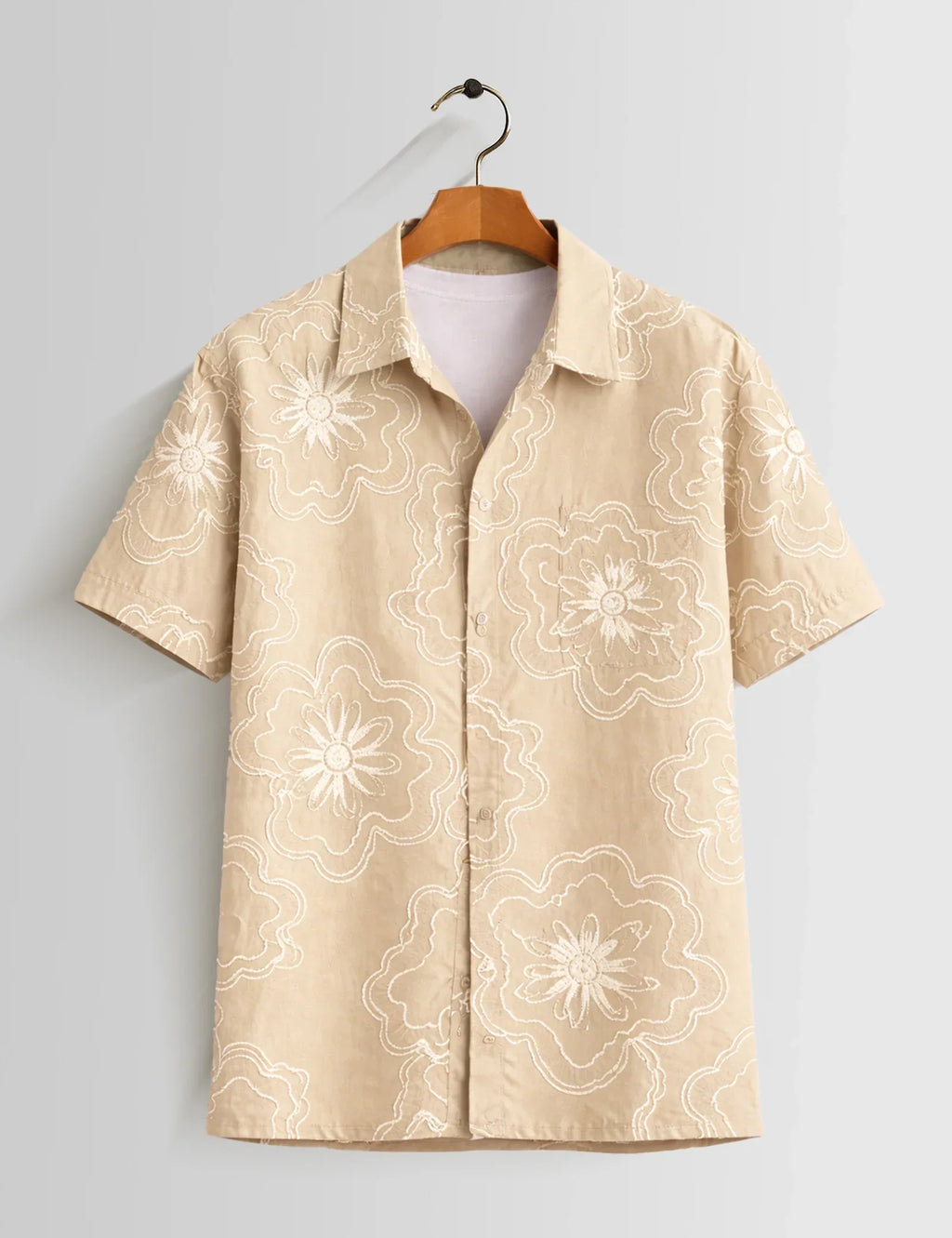 Cream Outline Mens Half Sleeves Shirts - XPST