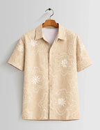Cream Outline Mens Half Sleeves Shirts - XPST