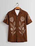 Maroon Outline Mens Half Sleeves Shirts - XPST