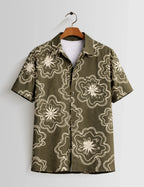 Outline Flower Mens Half Sleeves Shirts - XPST