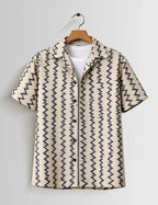 Vertical Zigzag Mens Half Sleeves Shirts - XPST