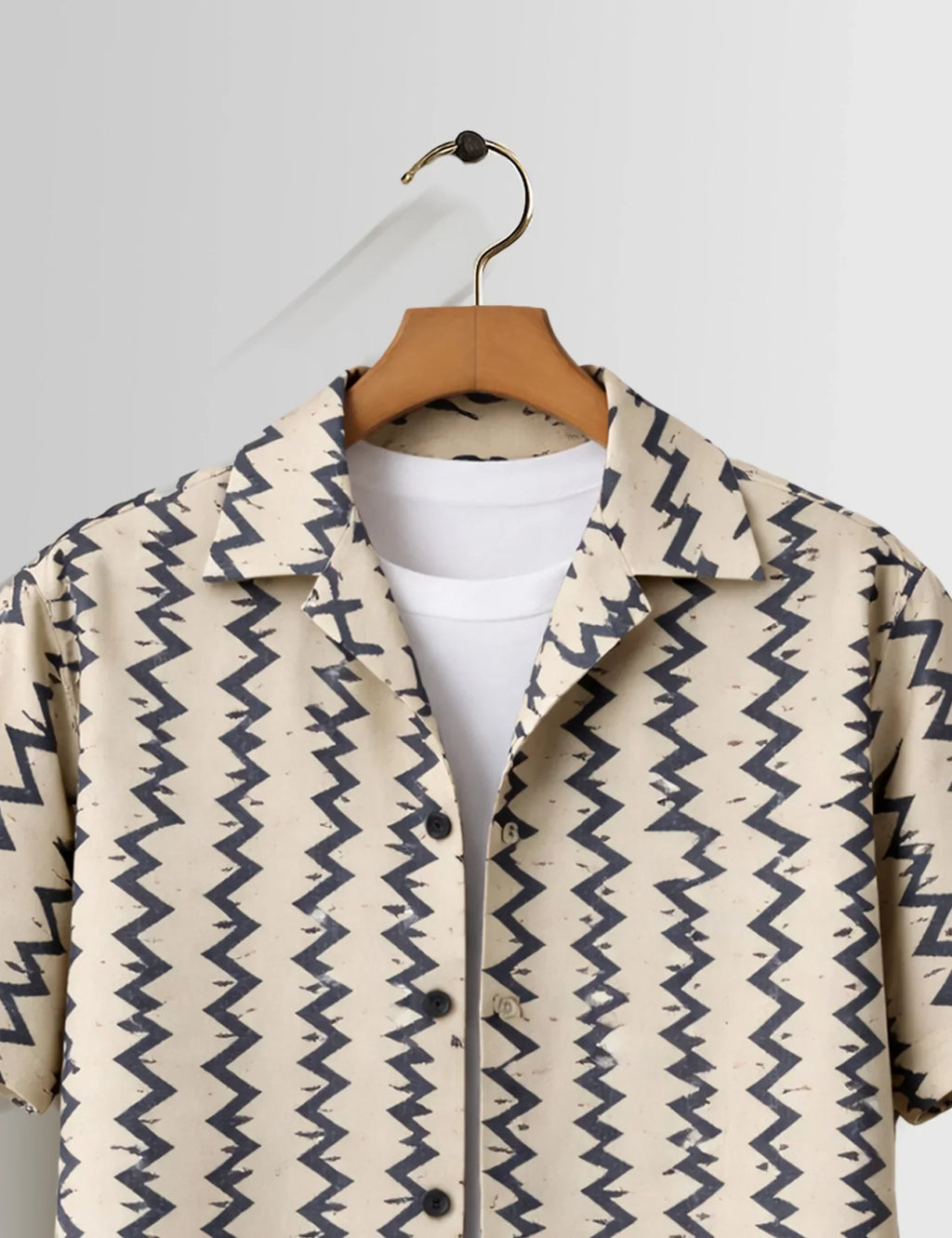Vertical Zigzag Mens Half Sleeves Shirts - XPST